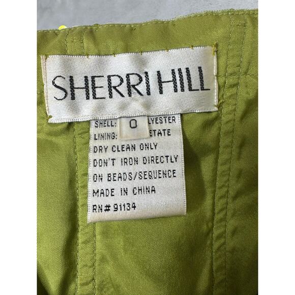Sherri Hill Dress Womens 0 Green Pink Sequin Tulle Strapless Mini Fairycore Prom - Picture 5 of 8